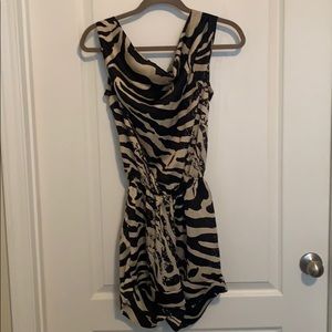 Romper with tan and black print